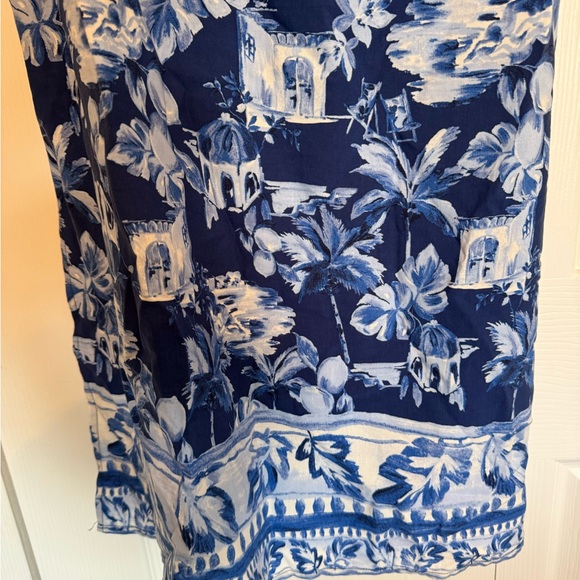 LOFT Navy and White Patterned Midi Dress - Picture 2 of 10